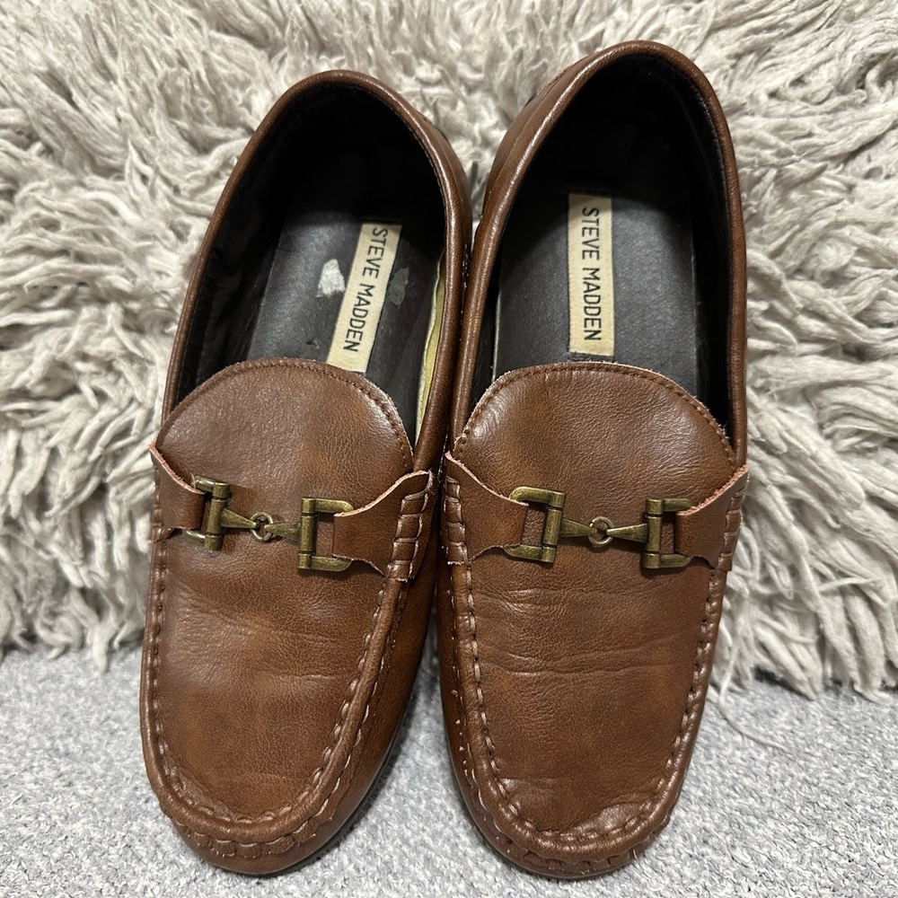 Steve Madden Brown Leather Loafers – Big Kids 5 (Women 6.5–7)